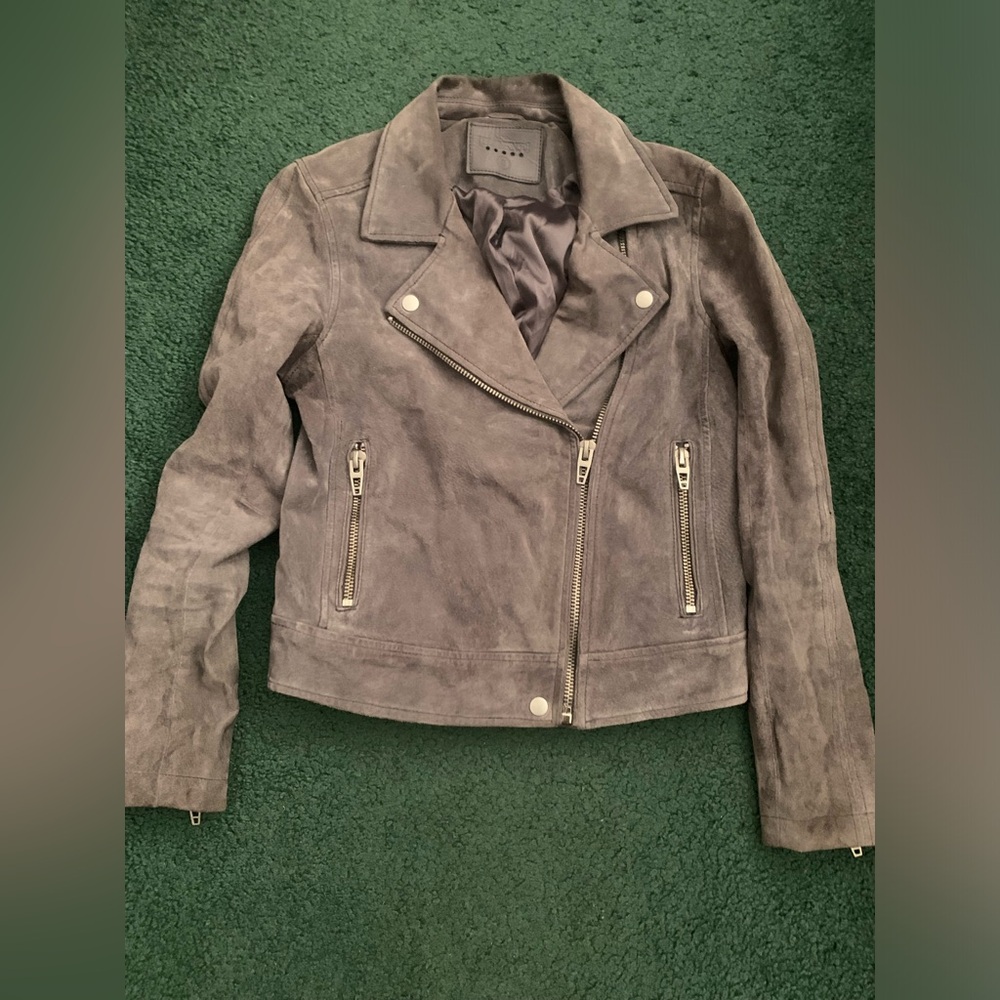 BlankNYC Gray Genuine Suede moto jacket small
